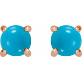 14K Rose 6 mm Natural Turquoise Earrings